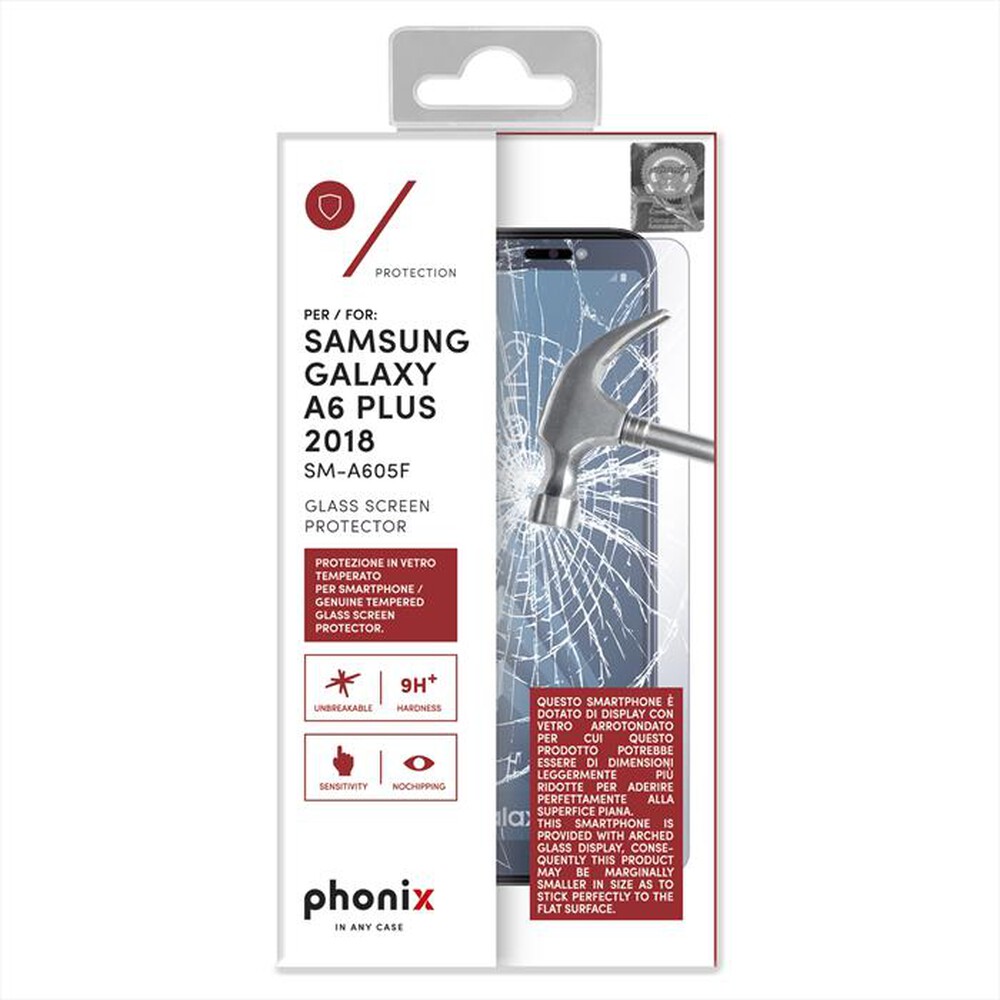 "PHONIX - SA6PTGS TEMPERED GLASS SCREEN GALAXY A6 PLUS-Trasparente"