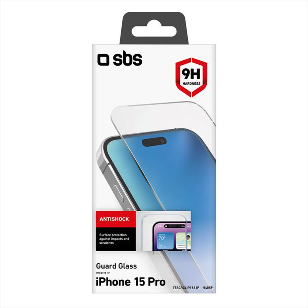"SBS - Screen protector TESCRGLIP1561P per iPhone 15 Pro-Trasparente"