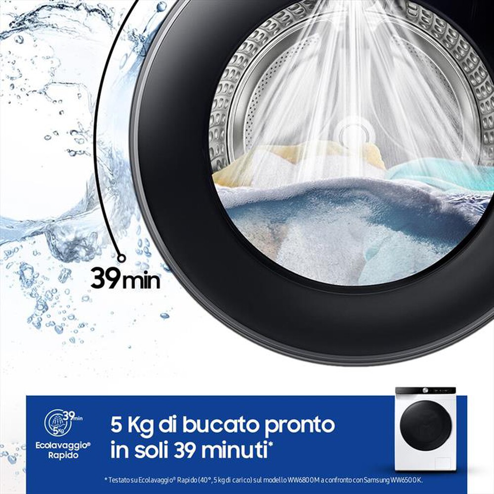 "SAMSUNG - Lavasciuga 11/6 Kg WD11DG6B85BKU3 Classe A-bianca con oblò e display nero"