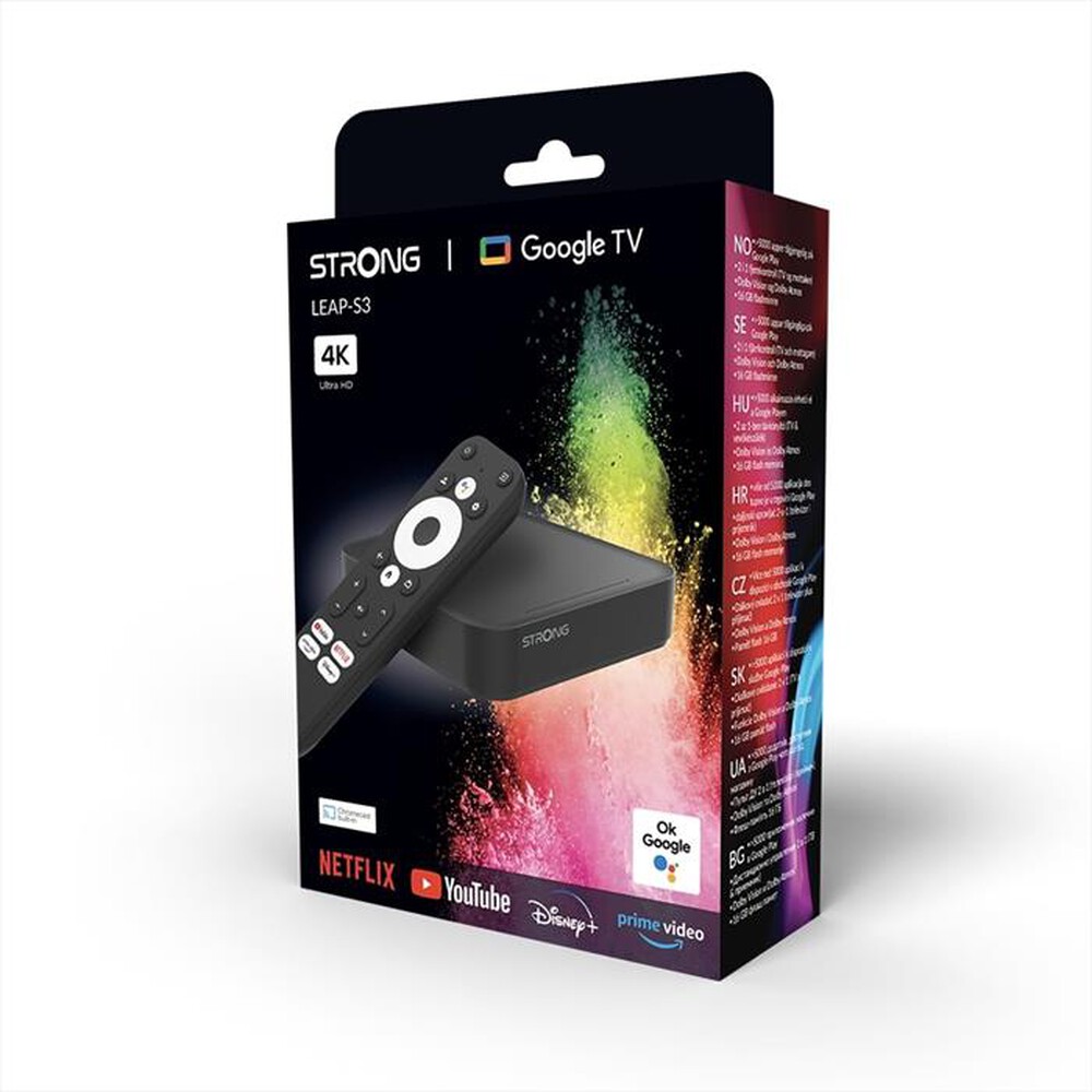 Immagine del prodotto STRONG - ADNROID TV BOX 9.0 NETFLIX COMANDI VOCALI LEAP-S3-nero