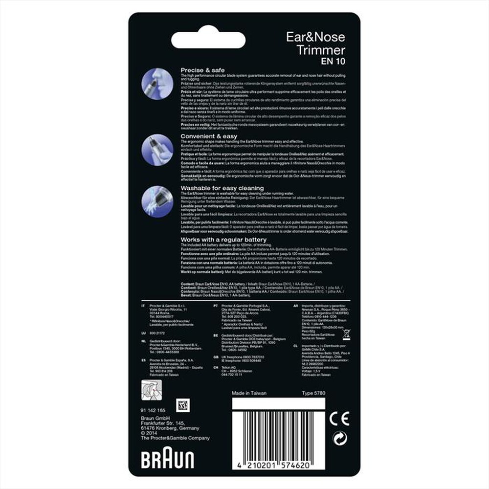 "BRAUN - TRIMMER EAR&NOSE EN10-Argento"