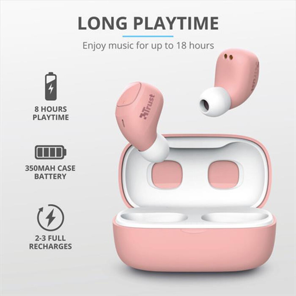 "TRUST - NIKA COMPACT BLUETH EARPHONES PINK-Pink"