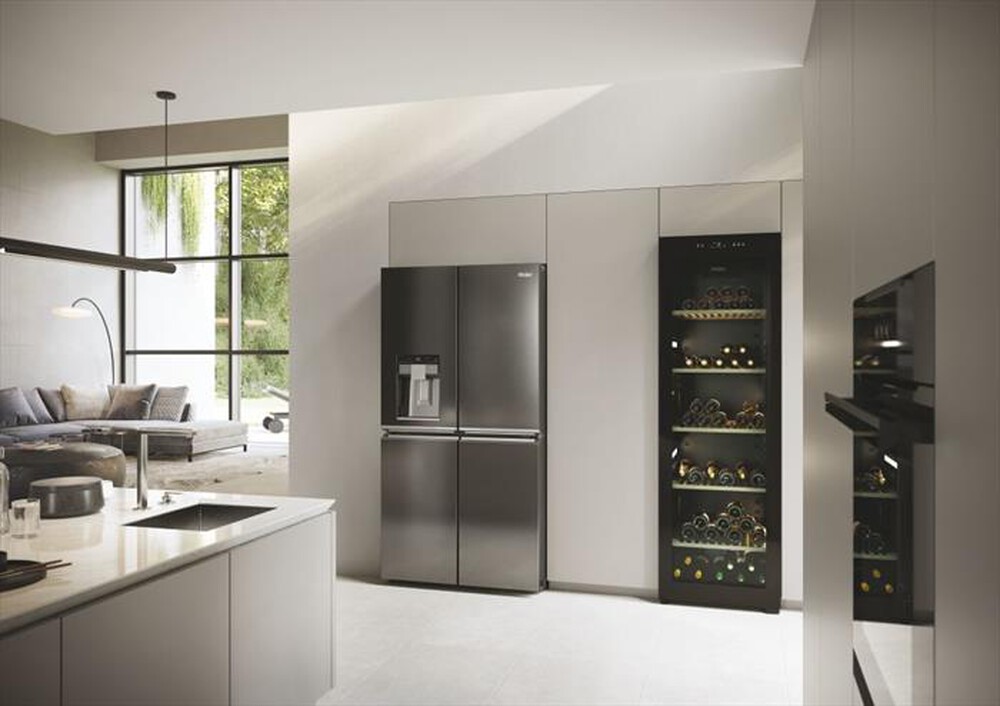 "HAIER - Frigorifero side by side HCR7918EIMP ClasseE 601lt-Platino, Acciaio inossidabile"