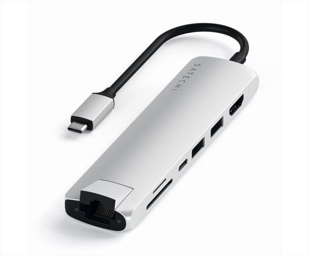 "SATECHI - HUB SLIM USB-C MULTIPORTA CON ADATTATORE ETHERNET-argento"