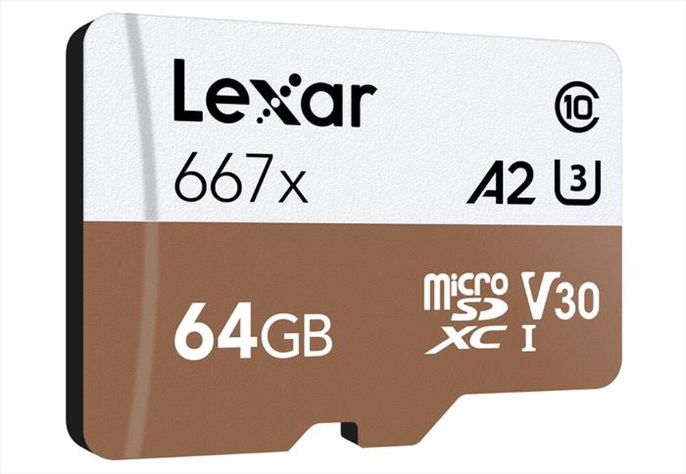 "LEXAR - MICROSDXC 667X 64GB W/ADAPTER-White/Brown"