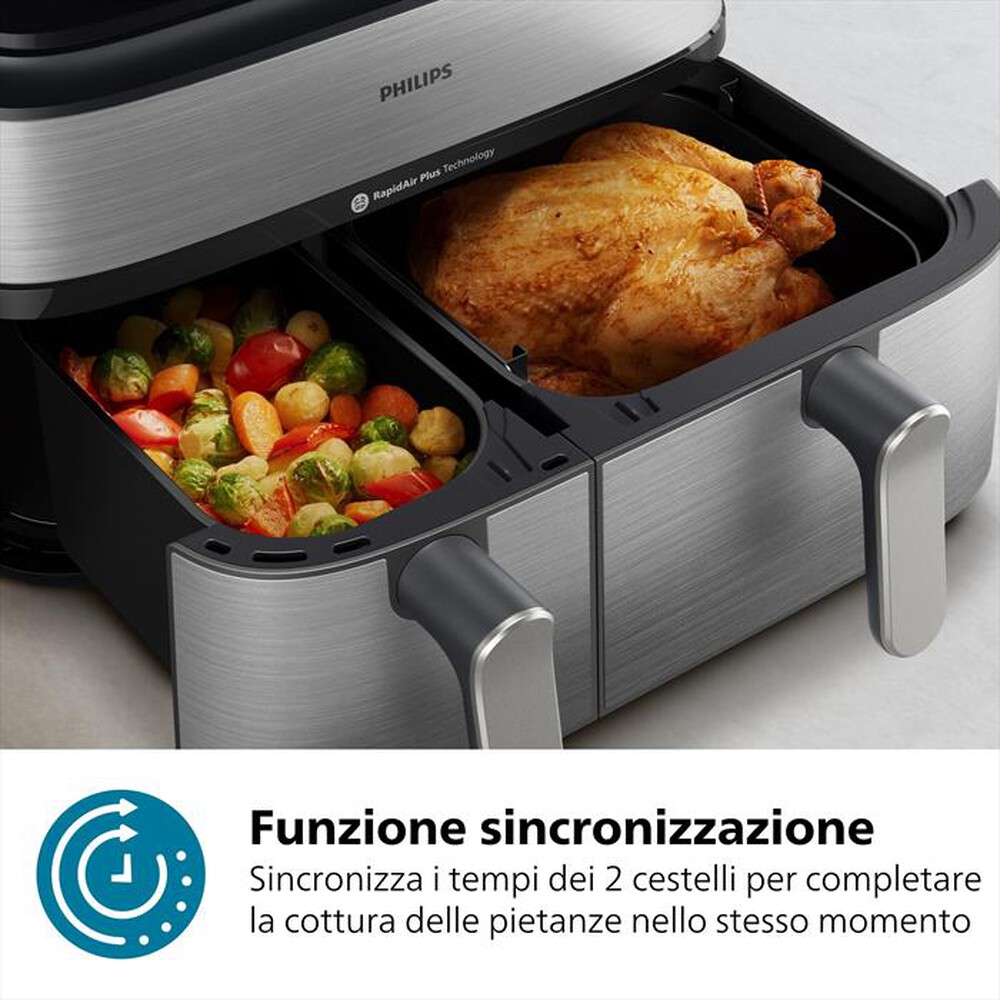 "PHILIPS - AIRFRYER SERIE 5000 DA 9L COTTURA VAPORE NA555/00-Inox"