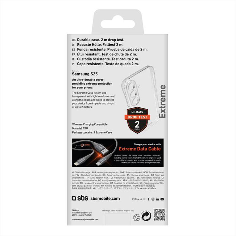 Immagine del prodotto SBS - Cover TEEX2SAS25 per Samsung Galaxy S25-Trasparente