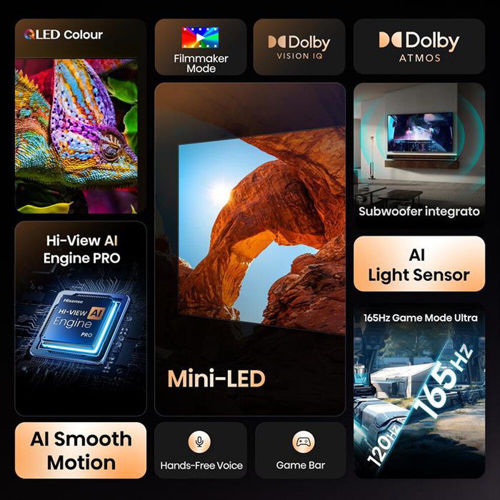 Immagine del prodotto HISENSE - Smart Tv Mini LED 100" 4K Ultra HD 100U7Q 165Hz-NERO