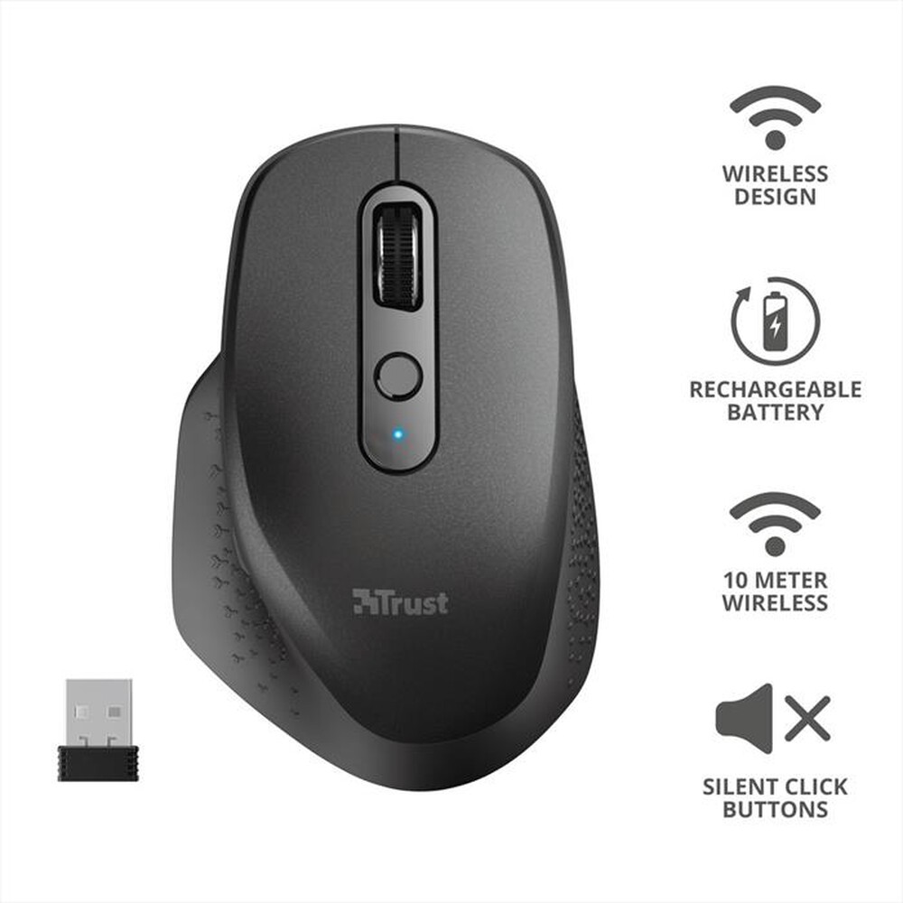 "TRUST - OZAA RECHARGEABLE MOUSE BLACK-Black"