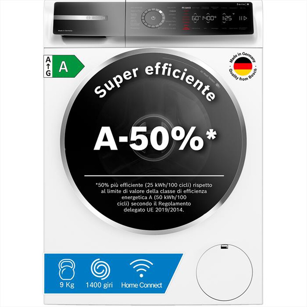 Immagine del prodotto BOSCH - Lavatrice Serie 8 WGB24402IT 9Kg 1400g/m Classe A-Bianco
