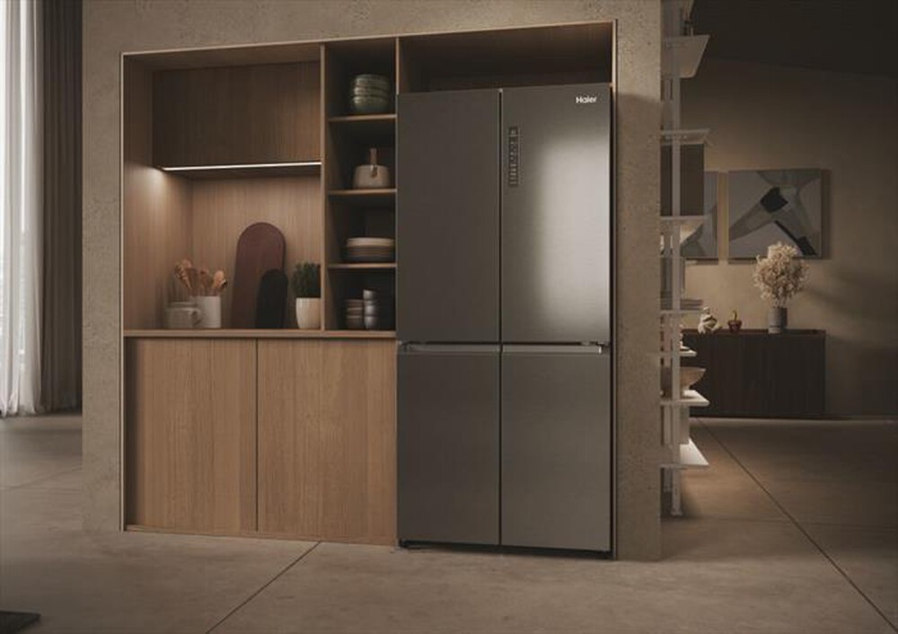 "HAIER - Frigorifero 4 porte HCR3818ENMM Classe E 467 lt-Platino, Stainless steel"