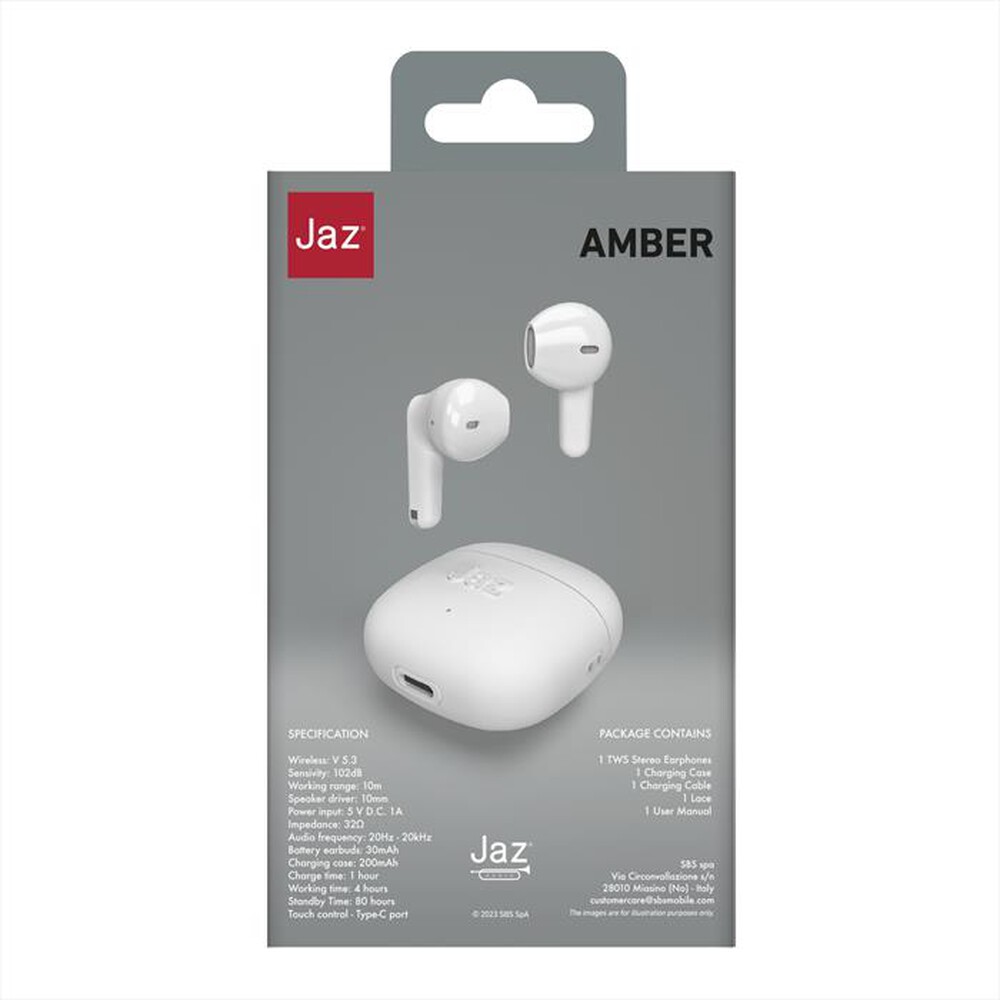 "JAZ - Auricolare bluetooth TEJZEARTWSAMBEBTW-Bianco"
