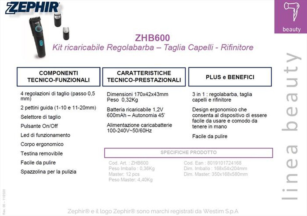 Immagine del prodotto ZEPHIR - ZHB600-Nero/Blu