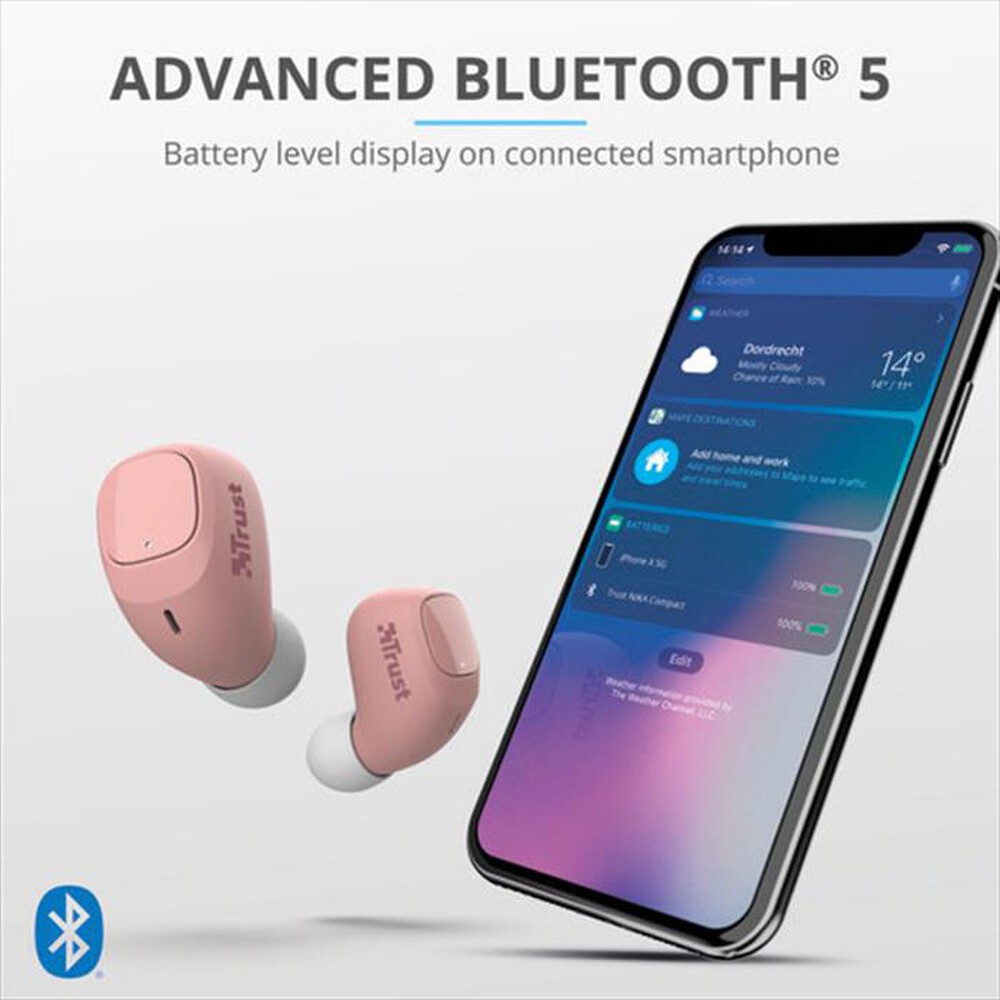 "TRUST - NIKA COMPACT BLUETH EARPHONES PINK-Pink"