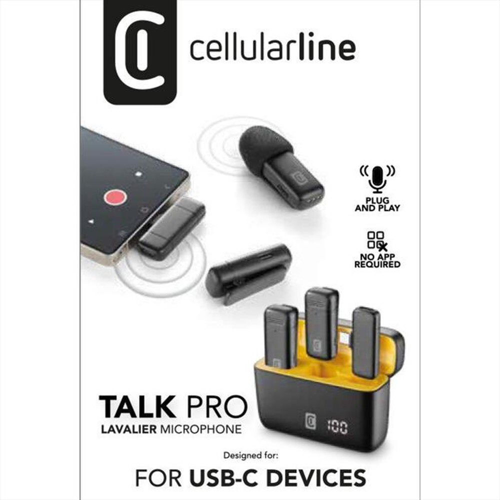 Immagine del prodotto CELLULARLINE - Talk Pro Kit di due microfoni e un ricevitore-Nero