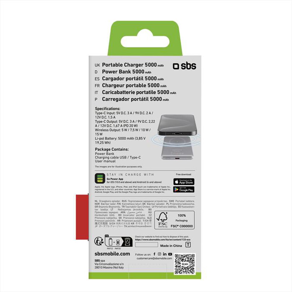 Immagine del prodotto SBS - Powerbank MagSafe TEBB5000MAGSLIM-Grigio