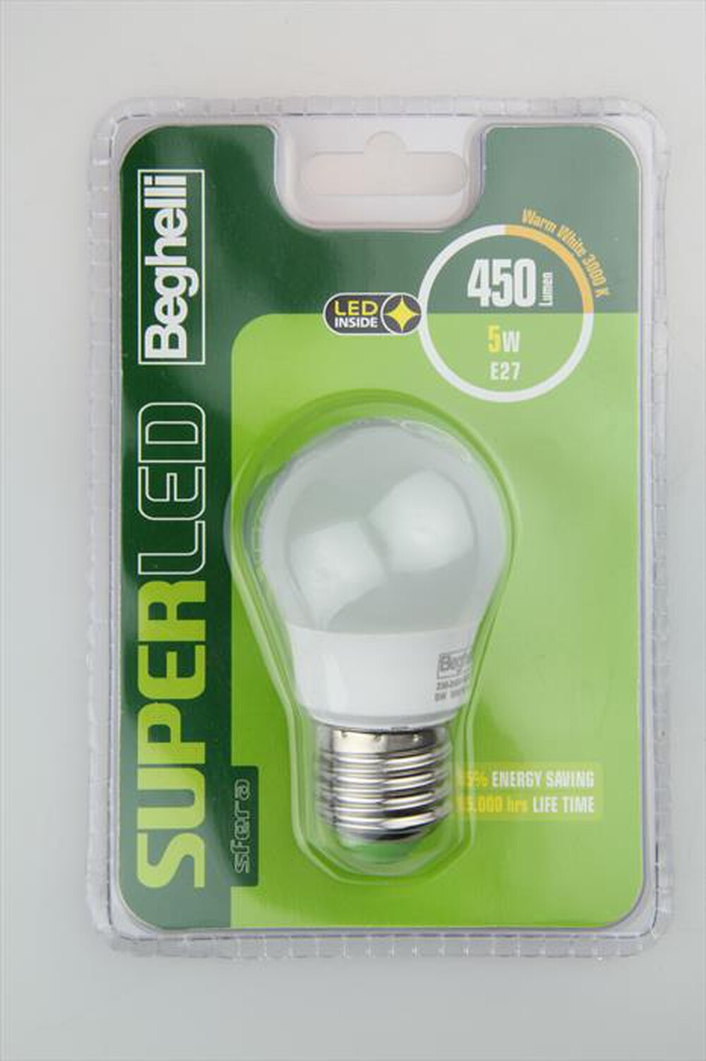 "BEGHELLI - SUPERLED SFERA 5W E27 3K"