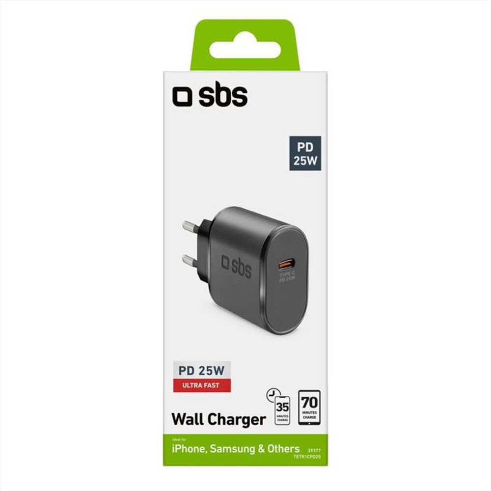 "SBS - Caricatore da rete TETR1CPD25-Nero"