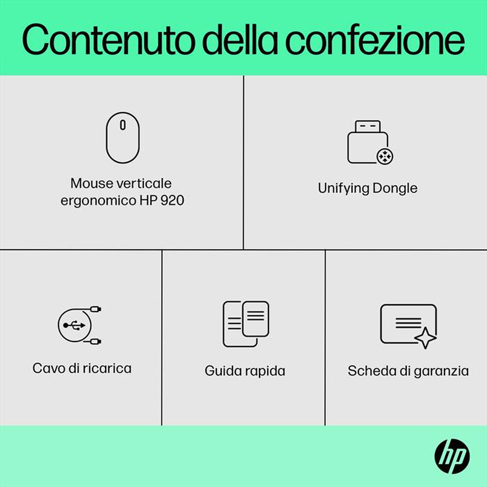 Immagine del prodotto HP - MOUSE WIRELESS ERGONOMICO 920-Nero