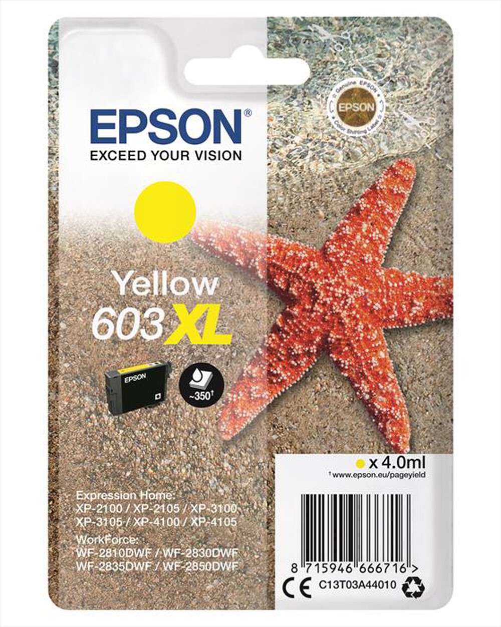 Immagine del prodotto EPSON - 603 STELLA MARINA T03A XL SINGLE GIALLO-Giallo