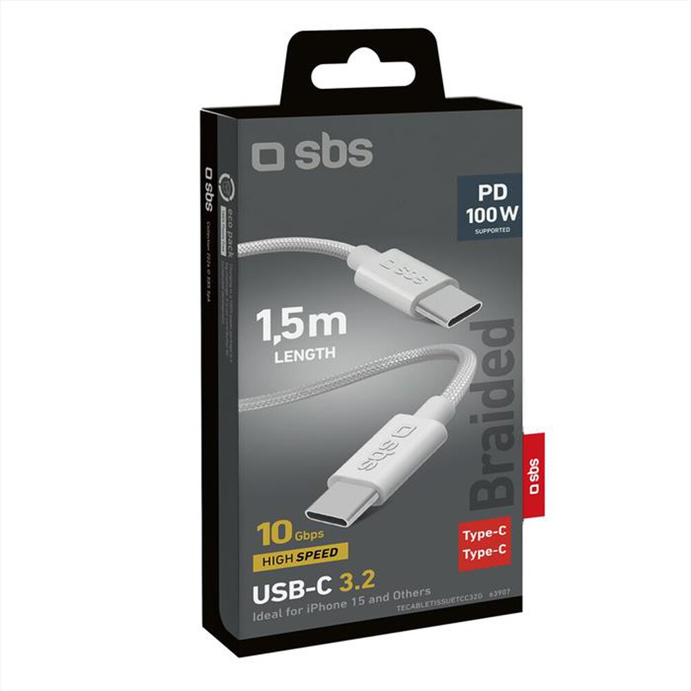 "SBS - Cavo USB-C a USB-C 3.2 TECABLETISSUETCC32G-Grigio"