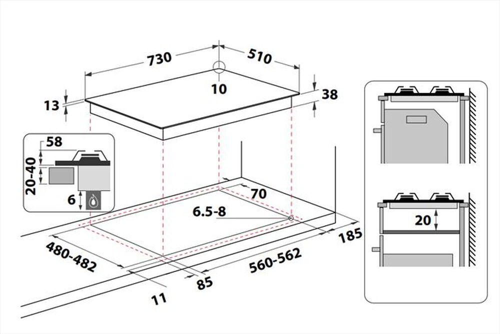 "INDESIT - Piano cottura a gas TH 752 /I (AN)-Antracite"