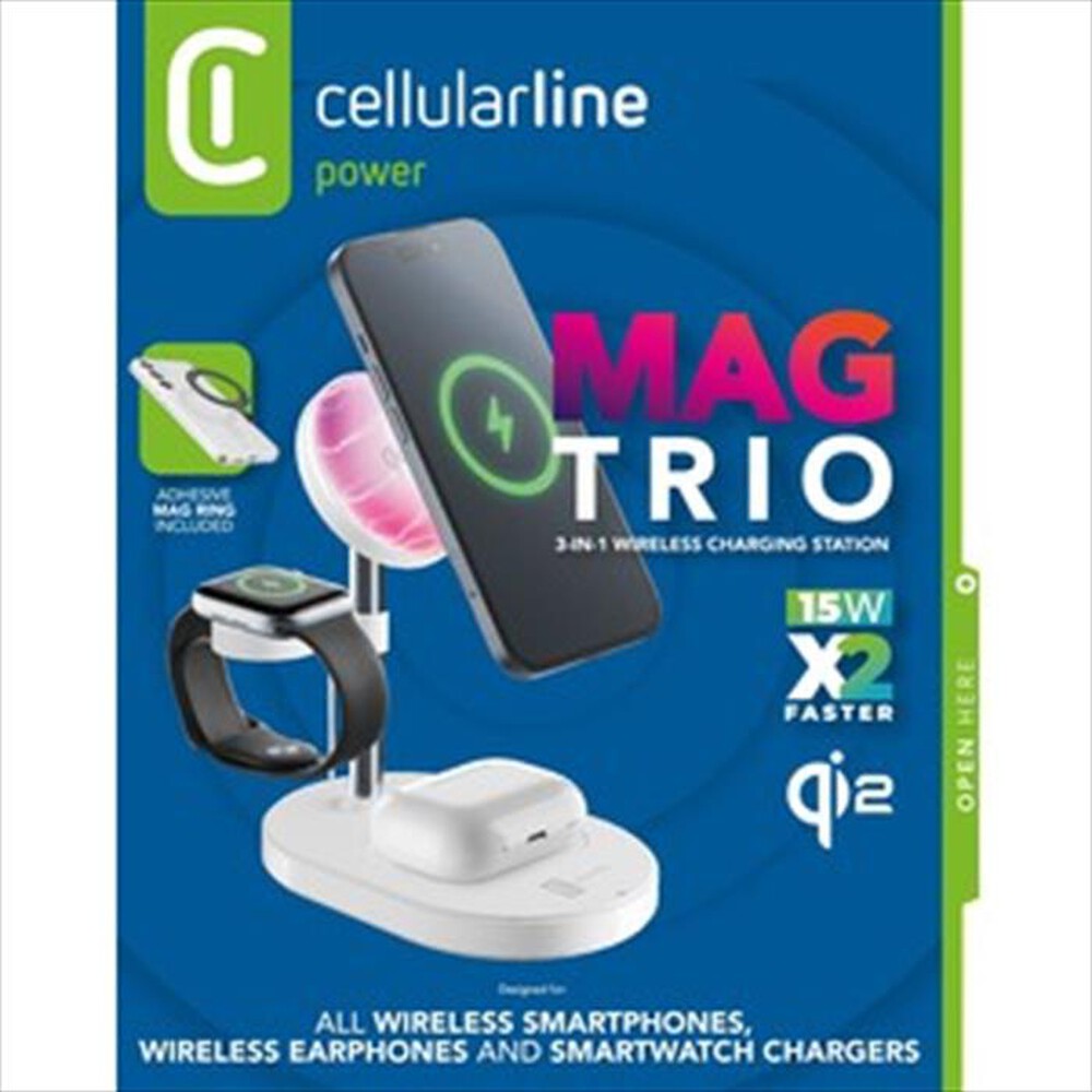 Immagine del prodotto CELLULARLINE - Station di ricarica wireless magnetica MAG TRIO-Bianco