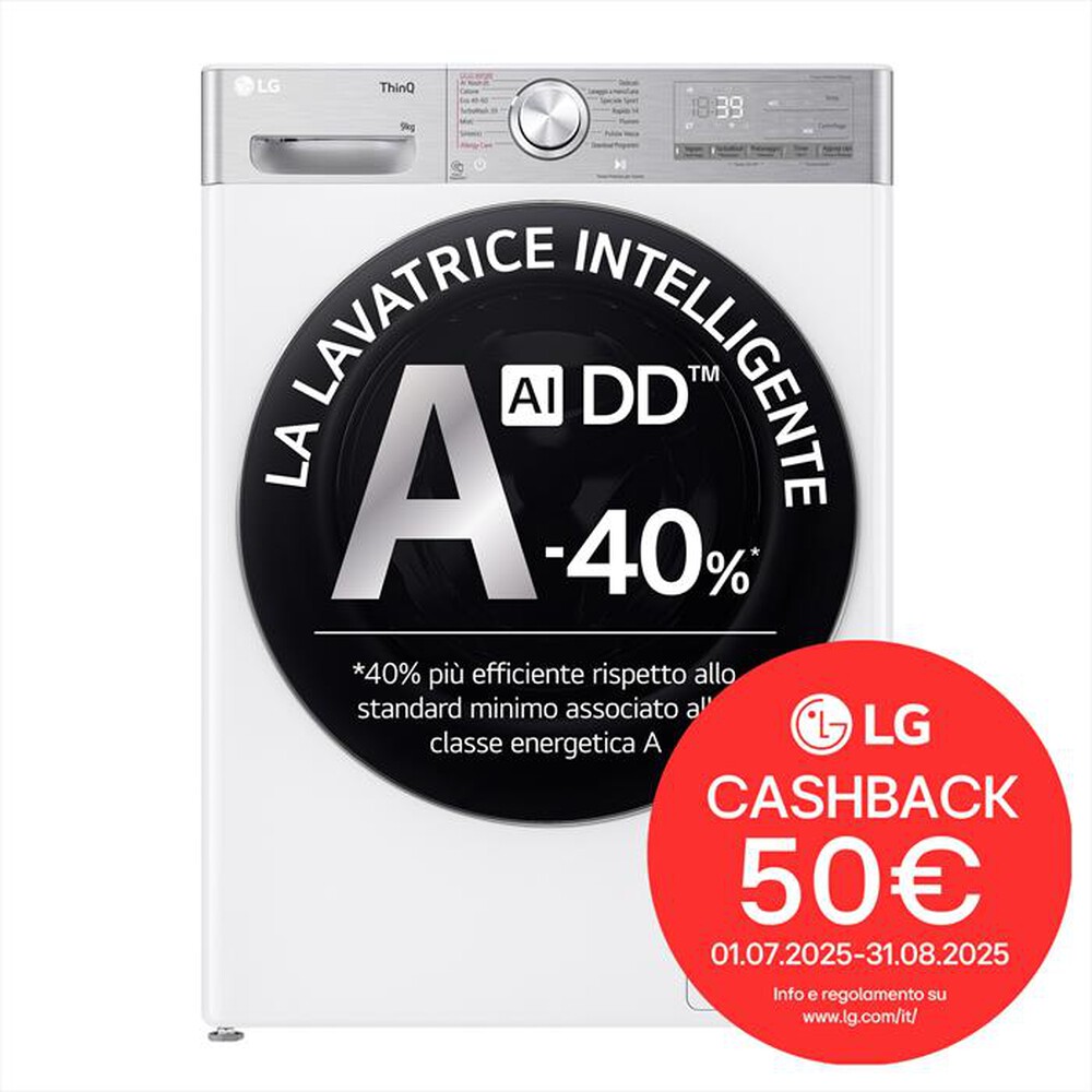 Immagine del prodotto LG - Lavatrice AI DD R9 F4R9009TPWC 9kg Classe A-Bianca