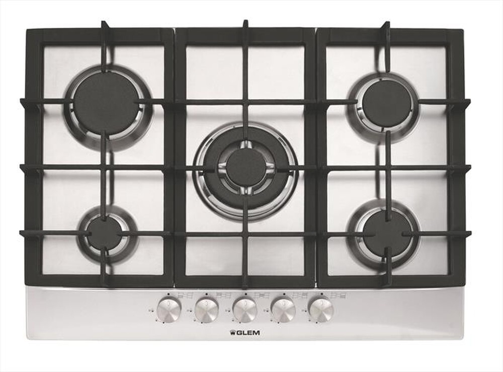 "GLEM GAS - Piano cottura a gas GT755HIX 5 fuochi 68,5cm-Inox"