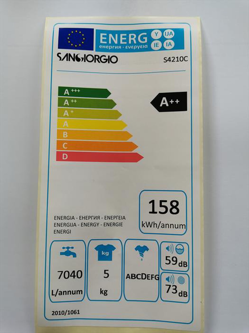 Immagine del prodotto SANGIORGIO - Lavatrice SGS4210C 5 Kg