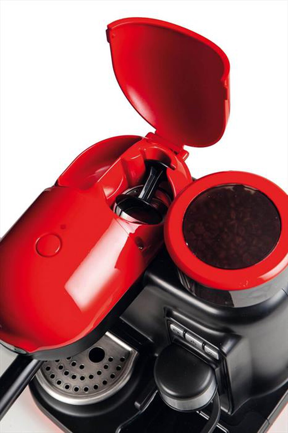 "ARIETE - 1318 Moderna Macchina da caffè con macinacaffè-Rosso/Nero"