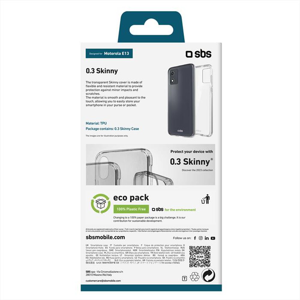 Immagine del prodotto SBS - Cover skinny TESKINMOE13T per Motorola E13-Trasparente