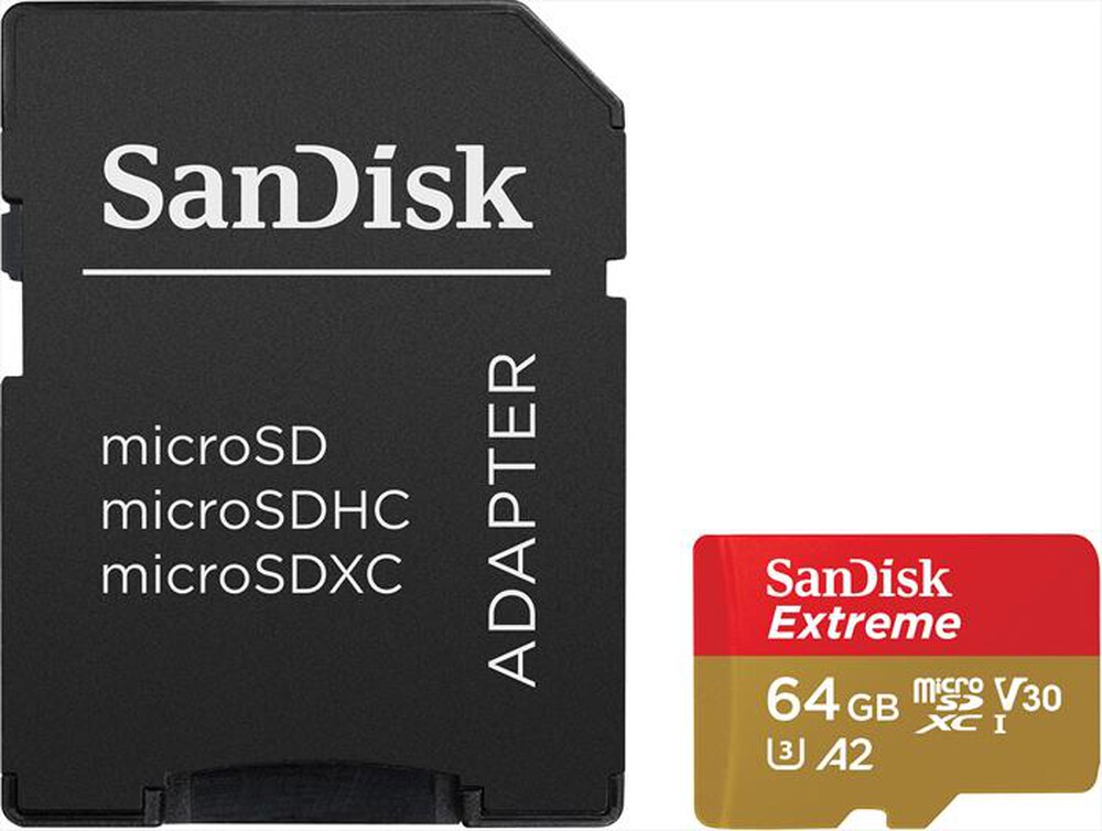 Immagine del prodotto SANDISK - MICROSD EXTREME A2 64GB + A-Oro/Rosso