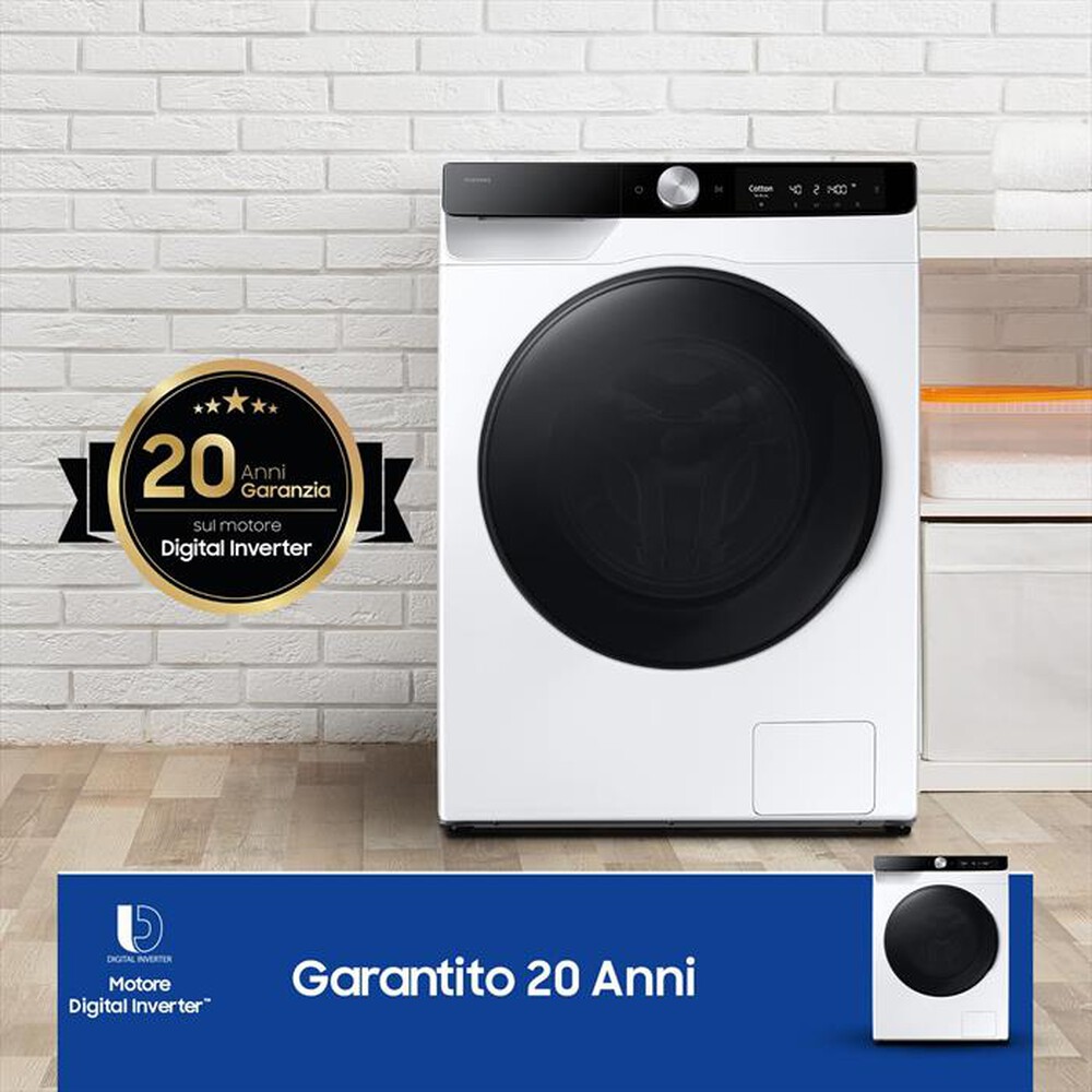 "SAMSUNG - Lavasciuga 11/6 Kg WD11DG6B85BKU3 Classe A-bianca con oblò e display nero"