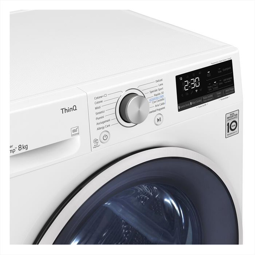 "LG - Asciugatrice RH80V9AVHN - 8 Kg - A+++-Bianco"