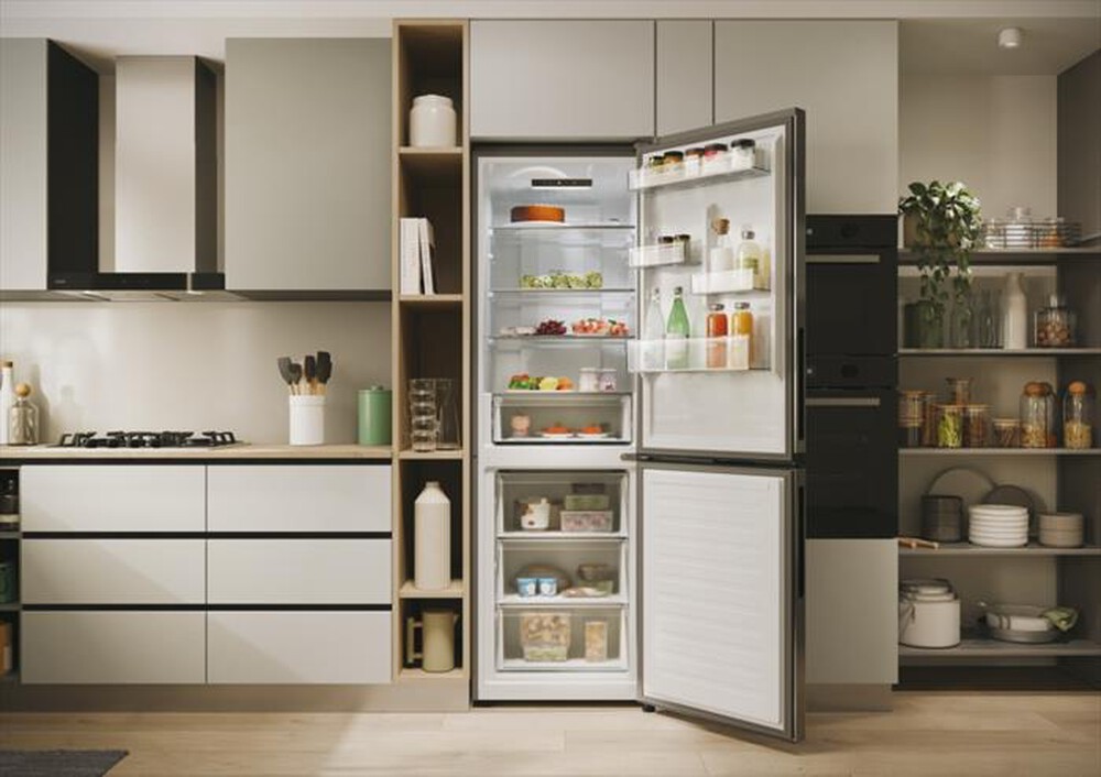 "CANDY - Frigorifero combinato CNCQ2T618EX Classe E 355 lt-Stainless steel"
