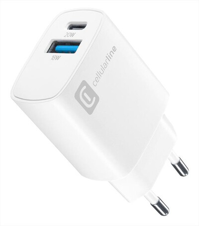 CELLULARLINE - MICROPACK 20W CARICABATTERIE DA RETE MULTIPORTA-Bianco