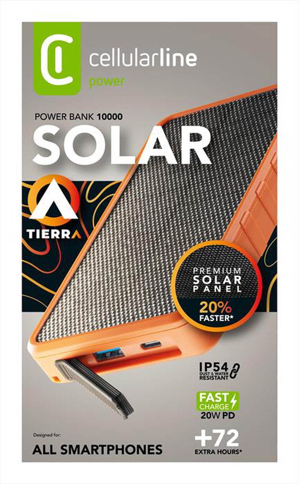 "CELLULARLINE - POWER BANK SOLAR-Bianco"
