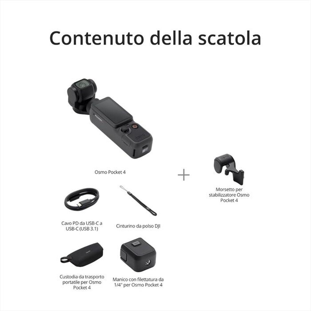 Immagine del prodotto DJI - Action cam OSMO POCKET 4 STANDARD COMBO-Nero
