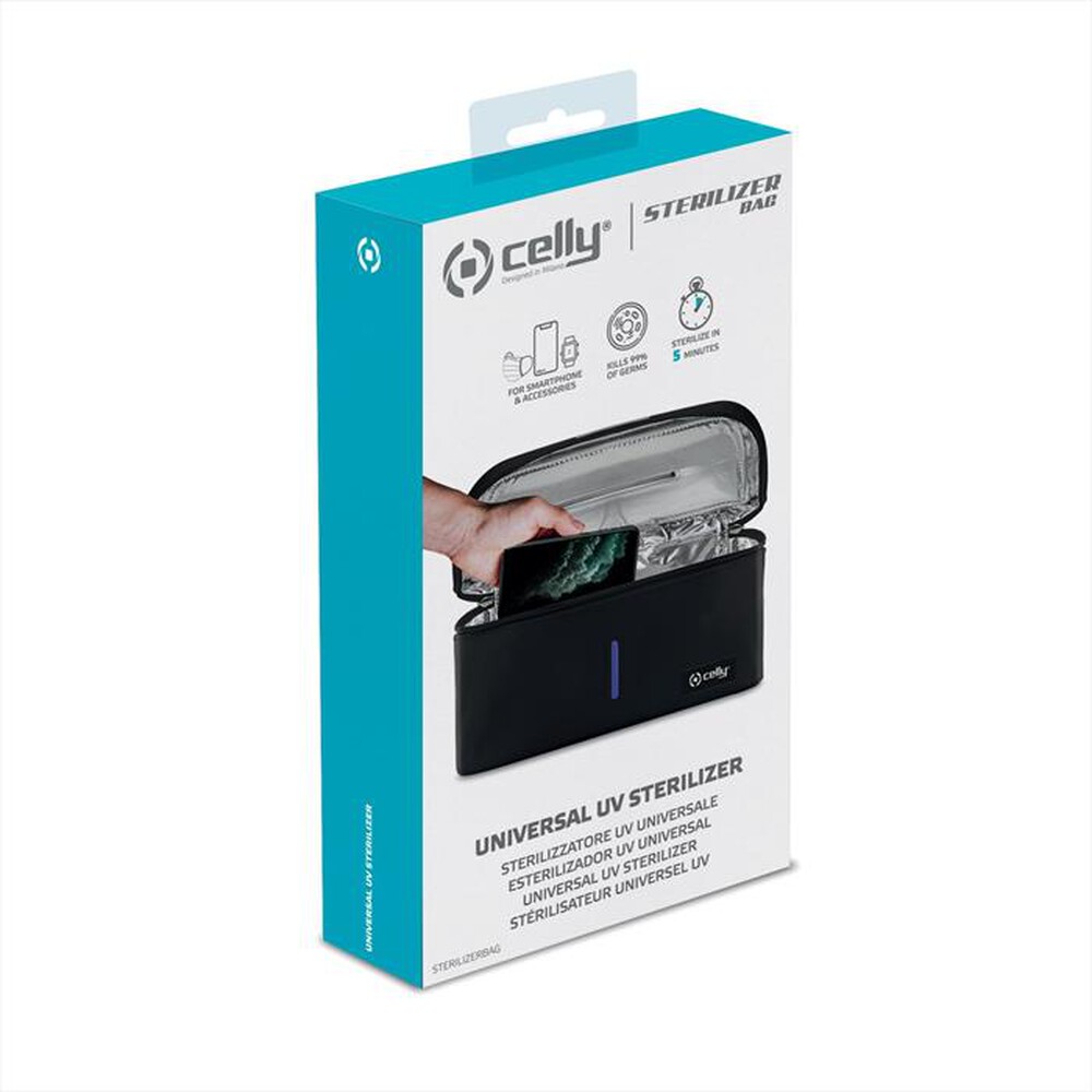 "CELLY - STERILIZERBAG - SMARTPHONE UV STERILIZER-Nero/Plastica"