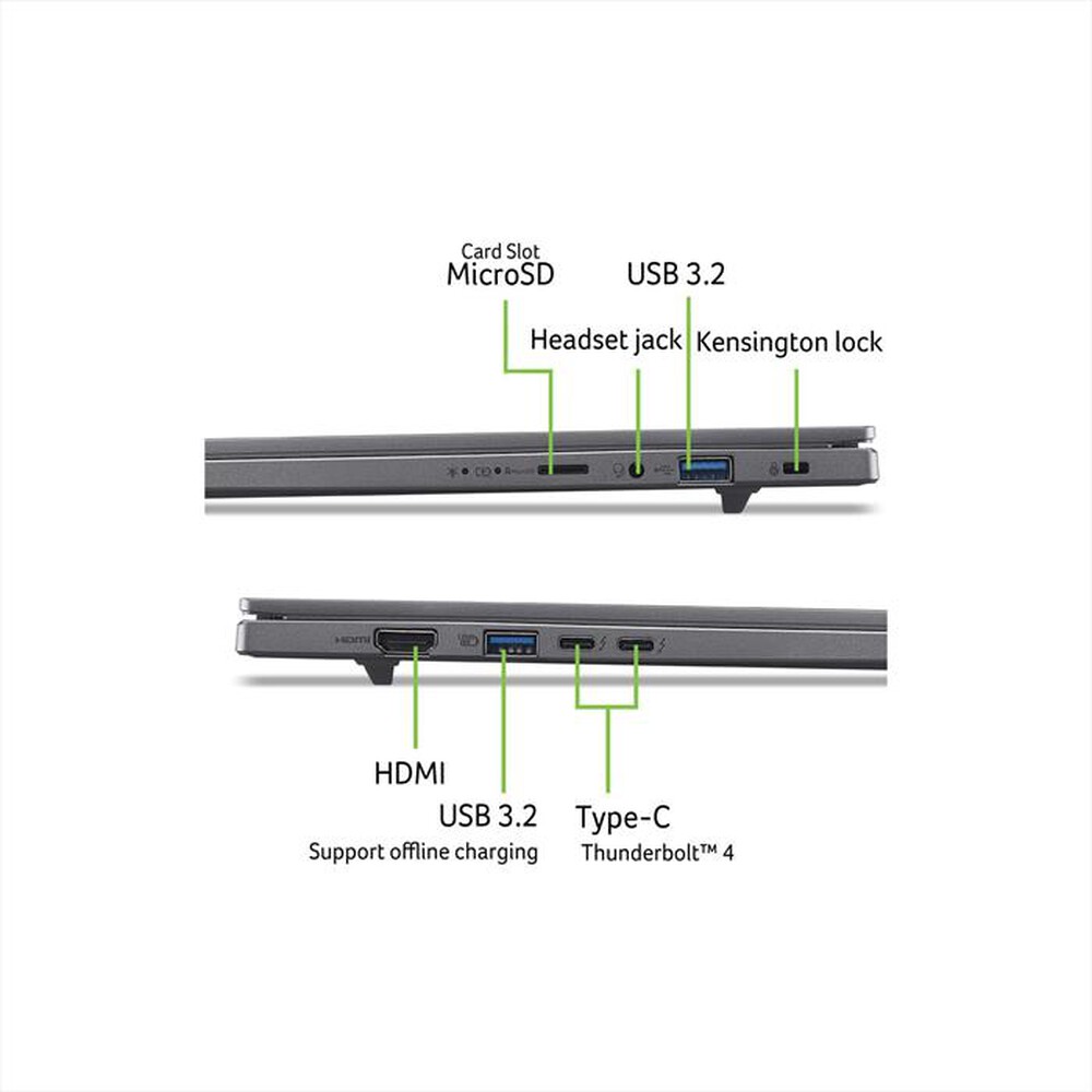 Immagine del prodotto ACER - NOTEBOOK ASPIRE 16 AI - 16” OLED A16-52M-52G1-Grigio