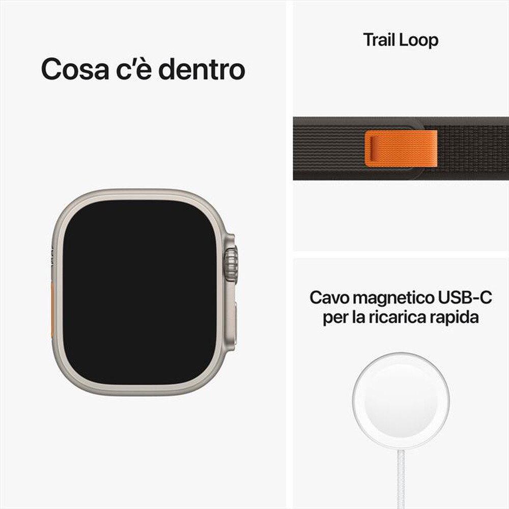 "APPLE - Watch Ultra GPS + Cellular 49mm M/L-Trail Loop Nero/Grigio"