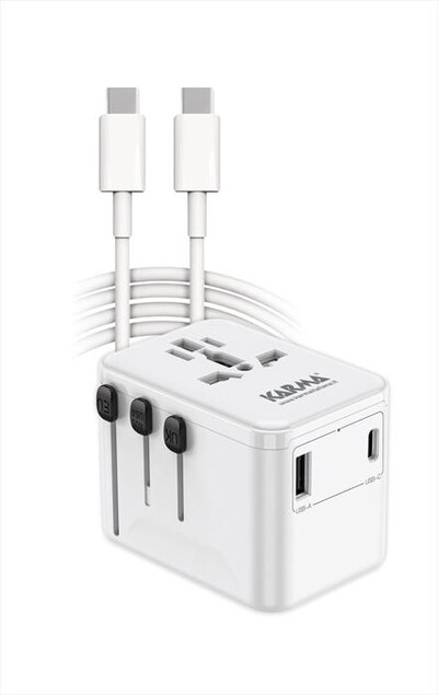 KARMA - Adattatore da viaggio CC9602USBC-Bianco