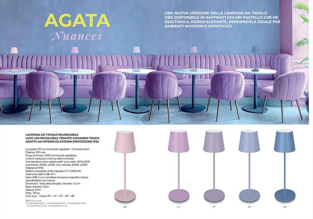 "MAJESTIC - Lampada d'appoggio AGATA BP-Blu Pastello"