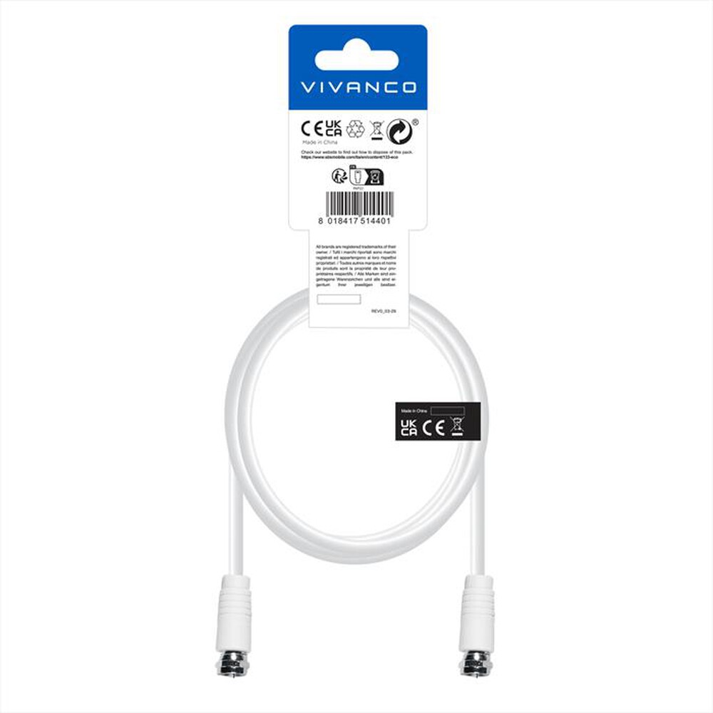 Immagine del prodotto SBS - F-connection lead F-plug - F-plug 1,5m-Bianco