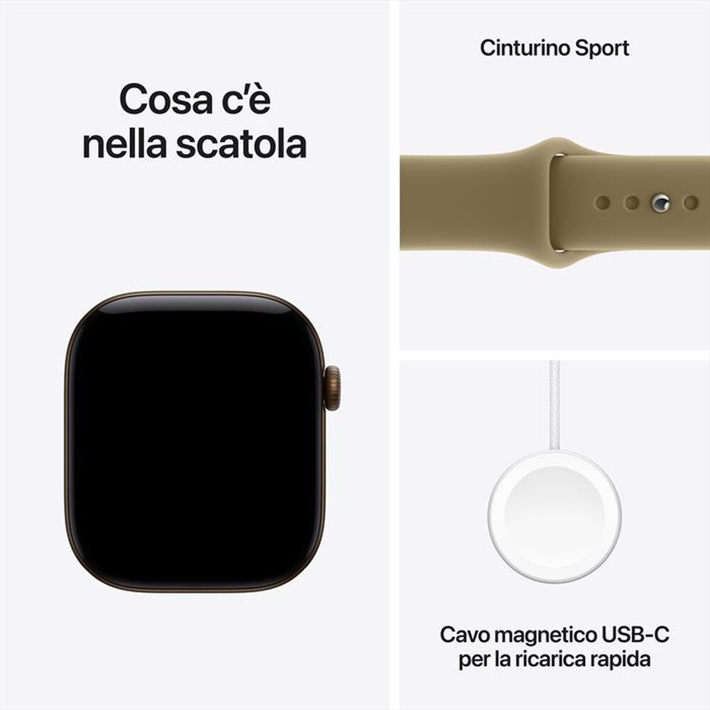Immagine del prodotto APPLE - Watch Series 12 GPS 46mm Alluminio Bronzo Scuro-Sport Band Oliva - M/L
