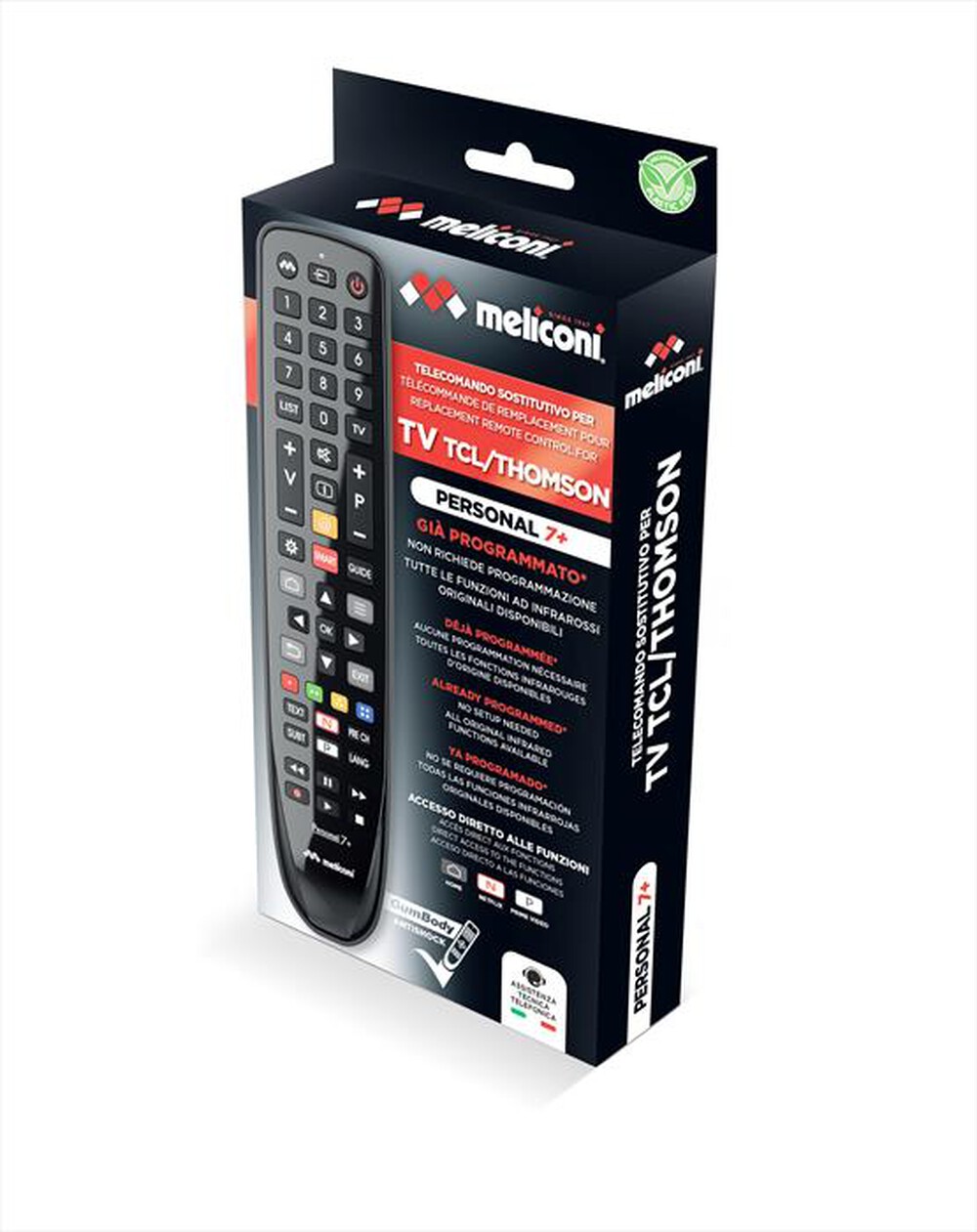 Immagine del prodotto MELICONI - Telecomando per 1 TV GUMBODY PERSONAL 7+ TCL/T-Nero lucido / nero opaco / cor