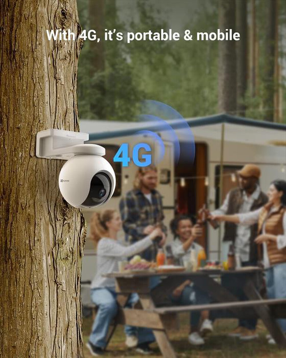 "EZVIZ - Telecamera motorizzata EB8 4G 2K-Bianco"