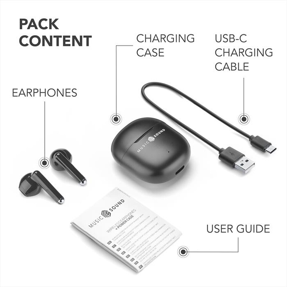 Immagine del prodotto MUSIC SOUND - Auricolare Bluetooth a capsula BREEZE-Nero