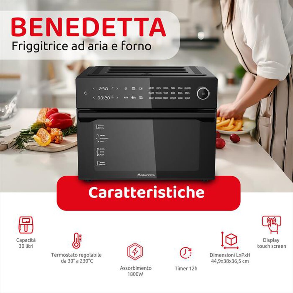 "MELCHIONI FAMILY - Friggitrice ad aria BENEDETTA-nero"